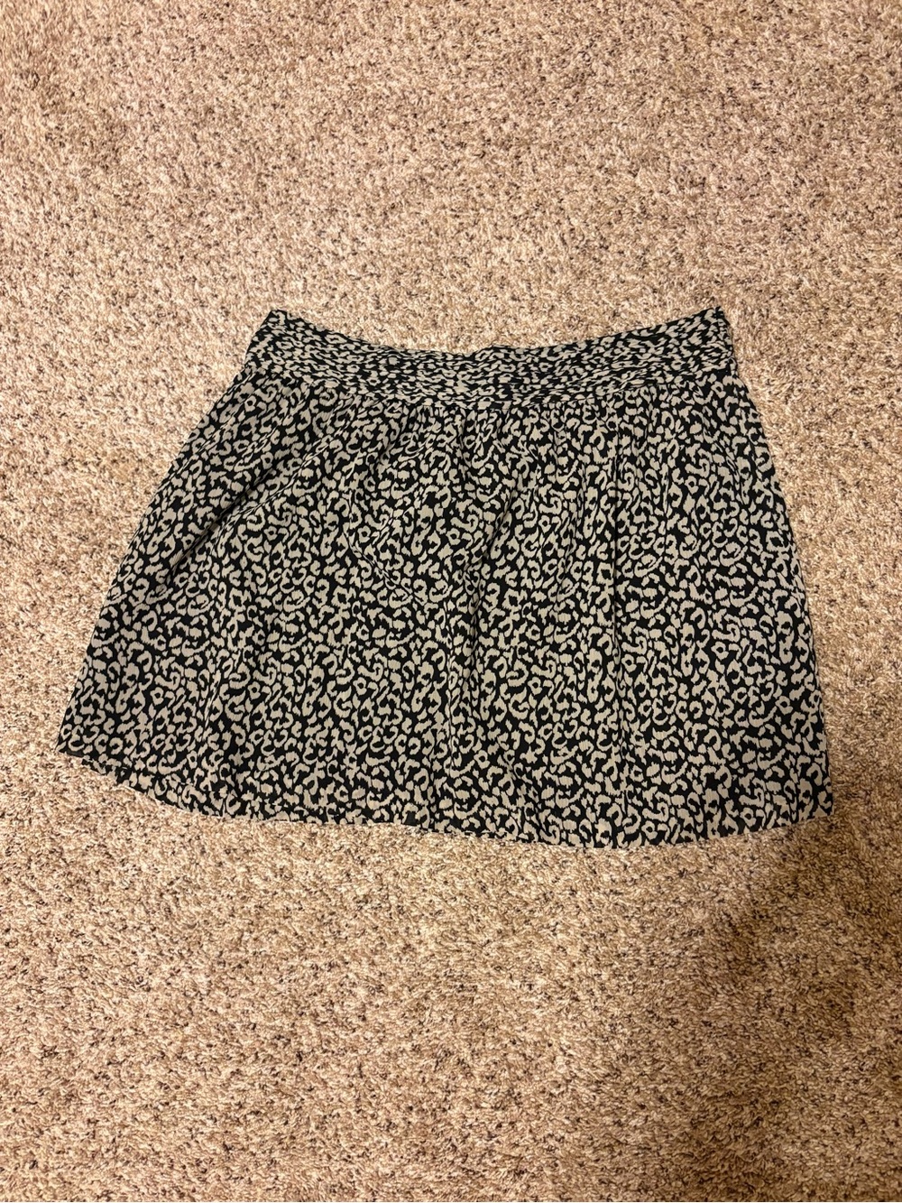 LOFT Black and Cream Printed Leopard Cheetah Mini Skirt